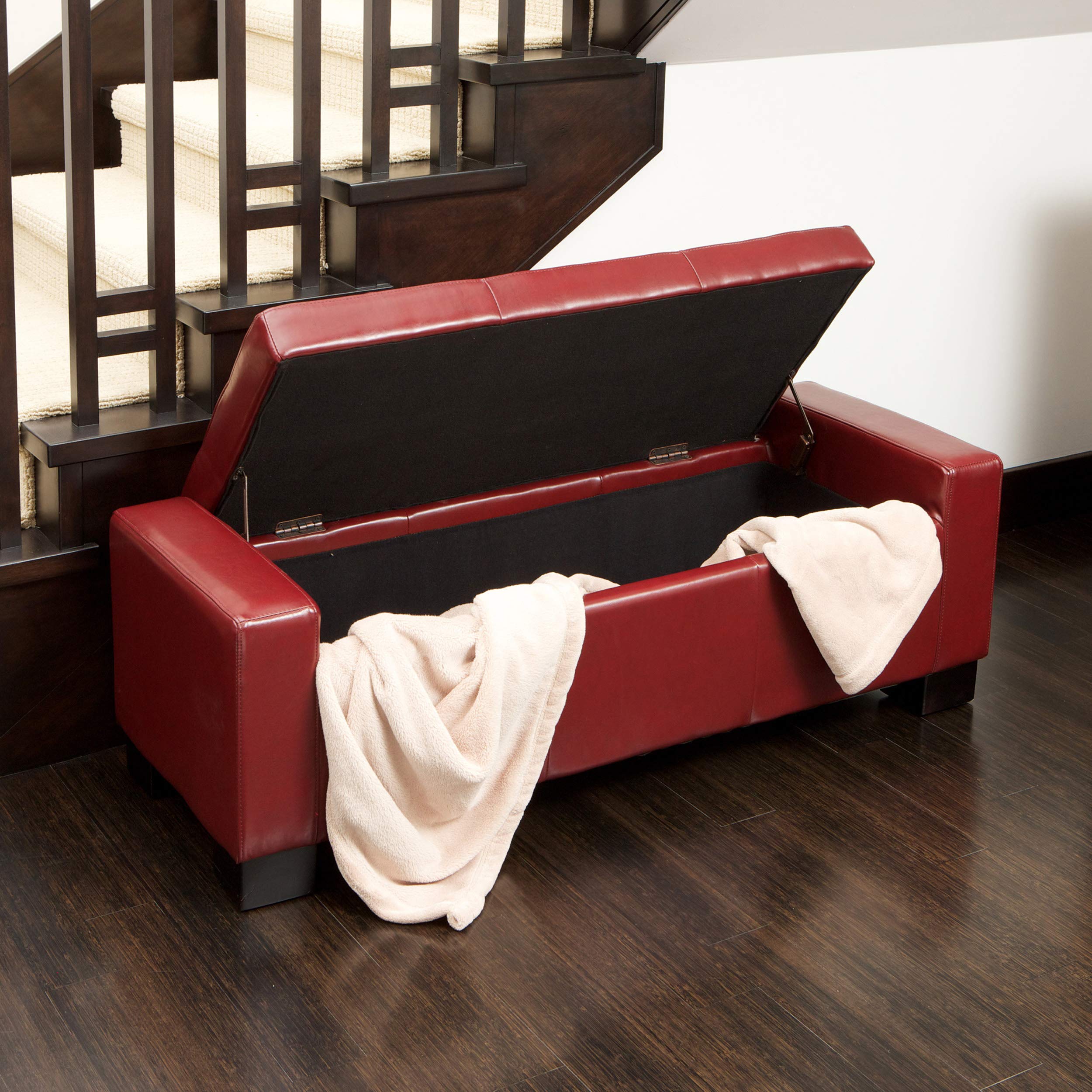 Christopher Knight Home Guernsey Leather Wood-Frame Storage