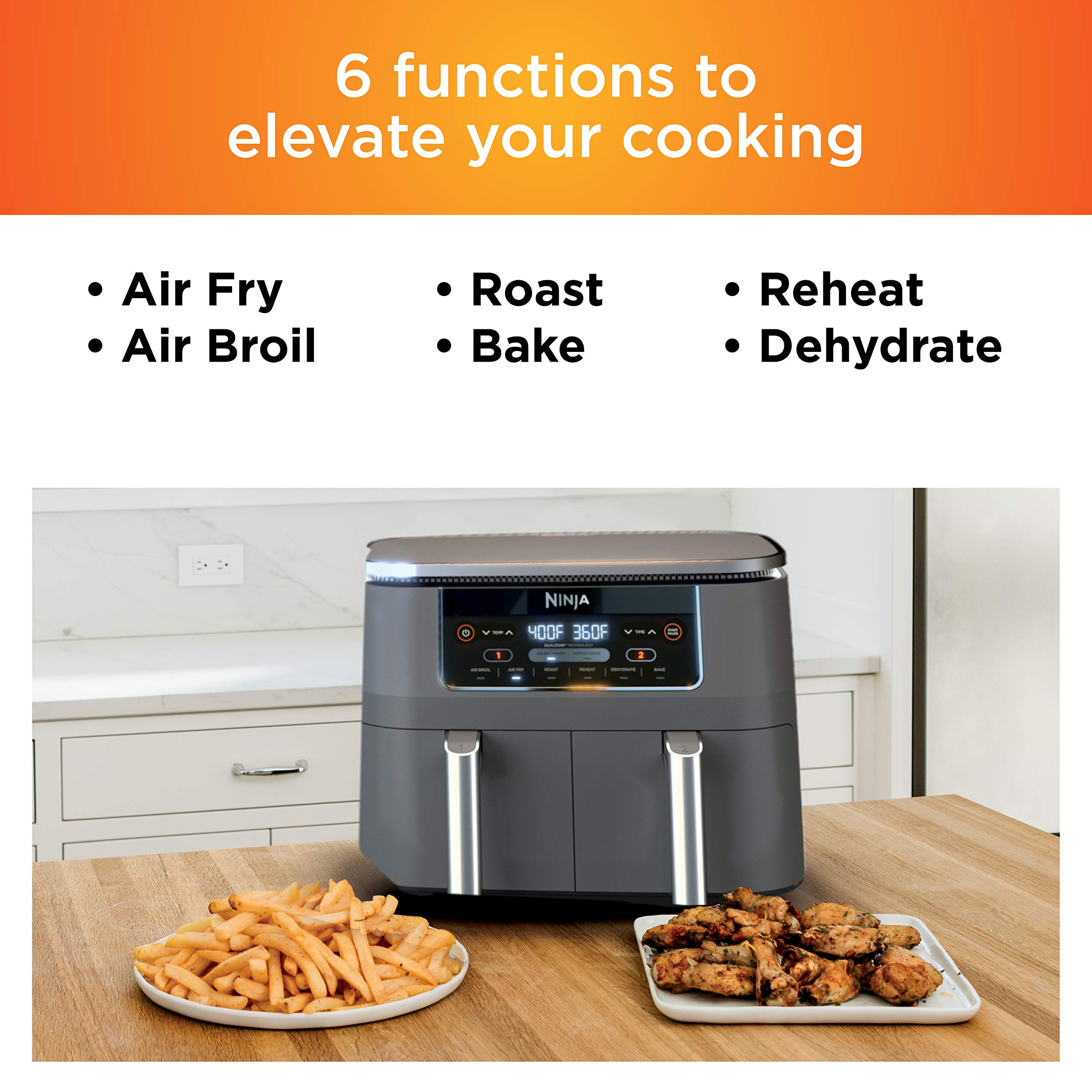 8 Quart 6-in-1 DualZone 2-Basket Air Fryer with 2 Independent