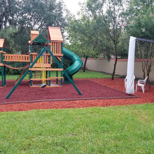 Treasure Trove I Swing Set with Wood Roof