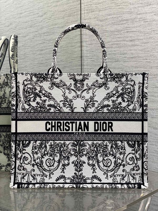 Dior Book Tote Large Black Lace