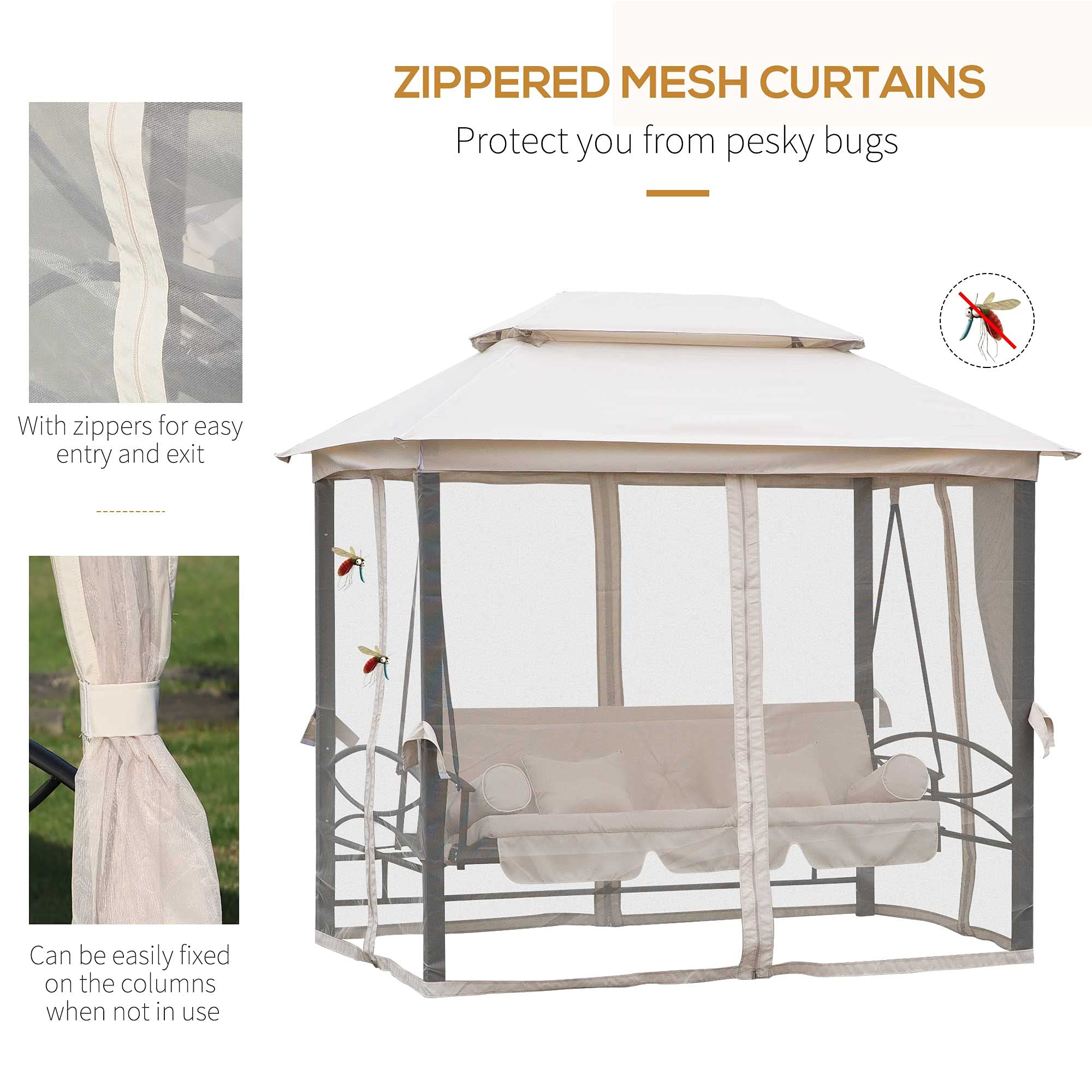 Gazebo Sofa Bed Swing Set Terrace + Cushions
