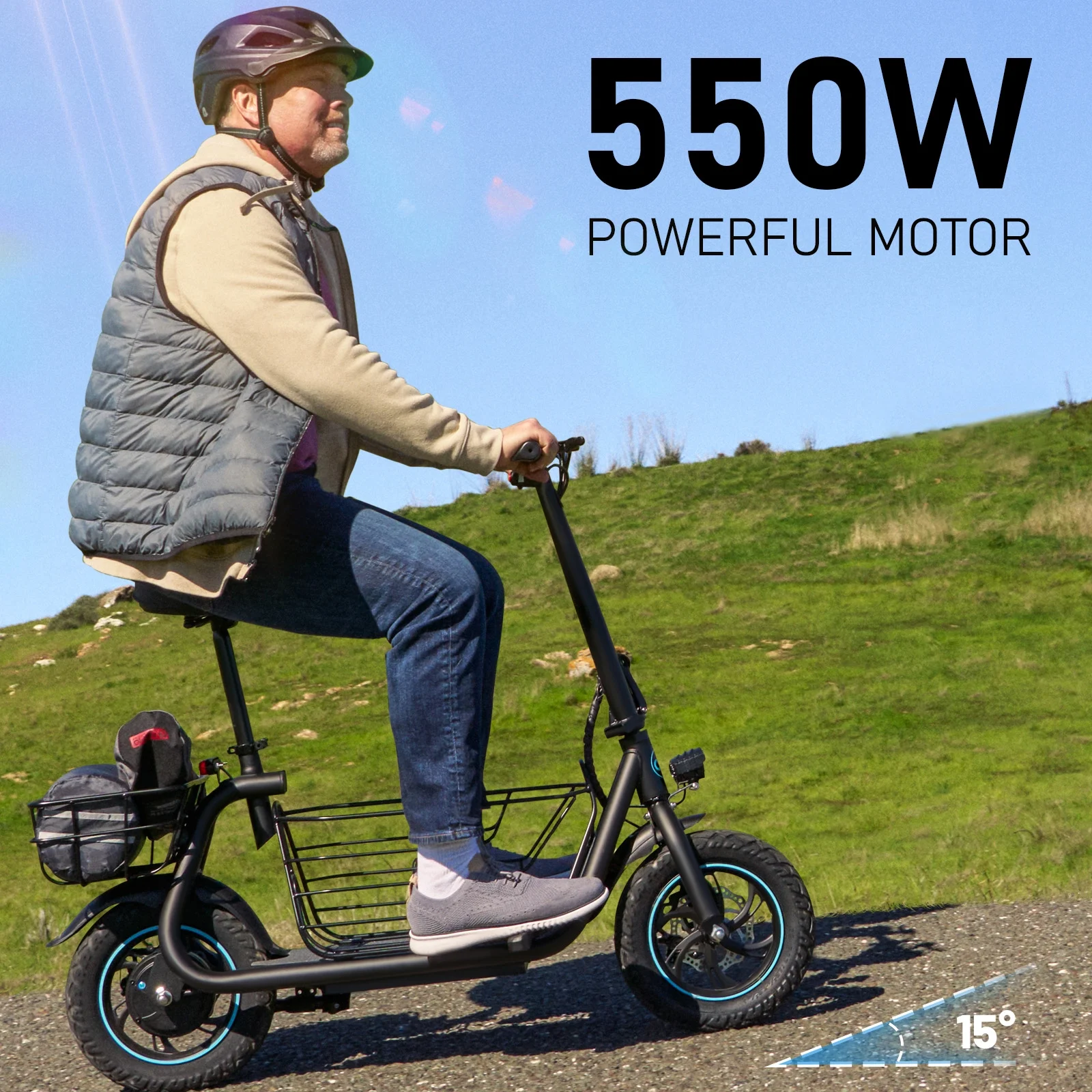 KEESTP Folding Electric Scooter with Pet Basket, 18.6mph