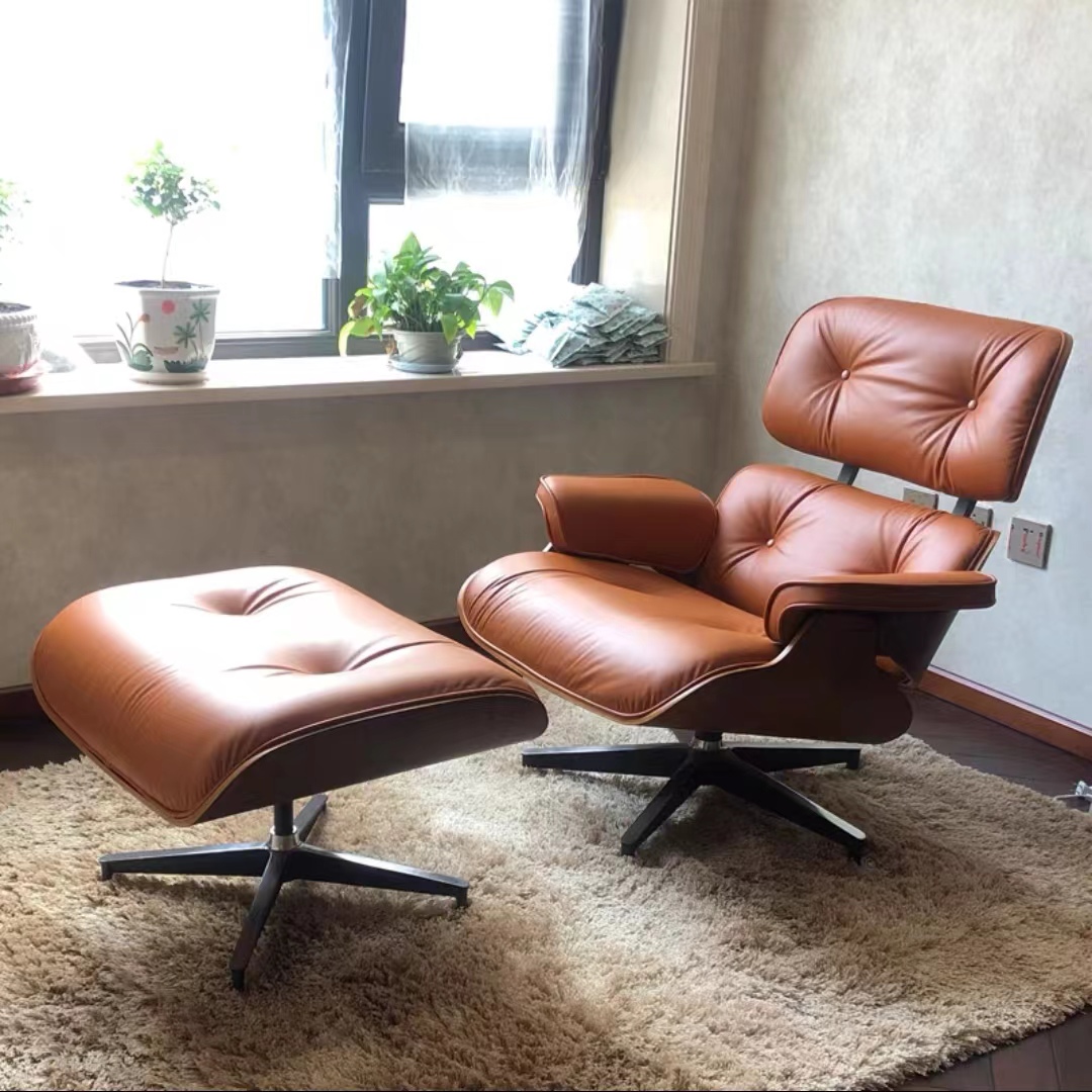 Genuine Leather Recliner with Ottoman