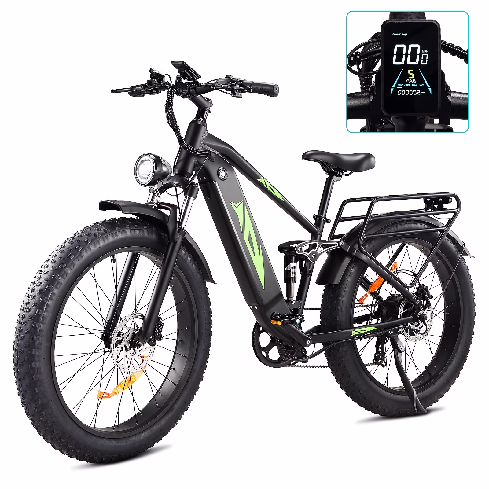26in Fat Tire Electric Mountain Bike, 1000W, 48V 17.5Ah