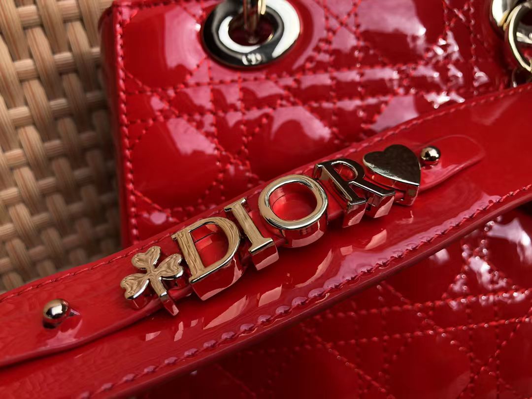 Dior red patent leather Diana bag