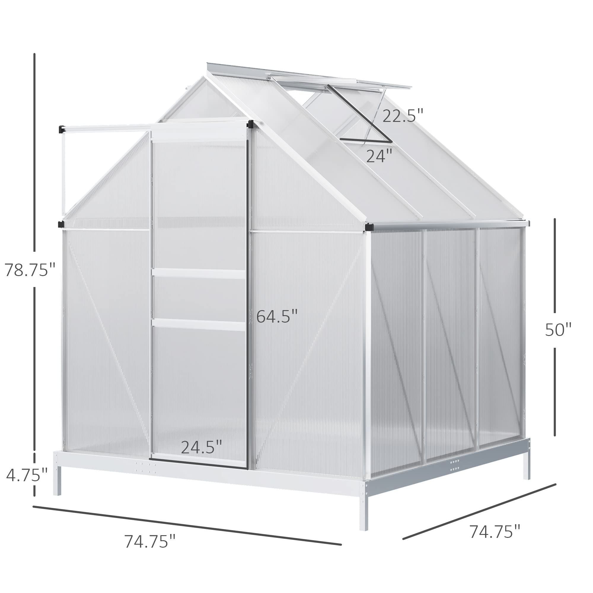 aluminum greenhouse polycarbonate walk-in garden greenhouse vents