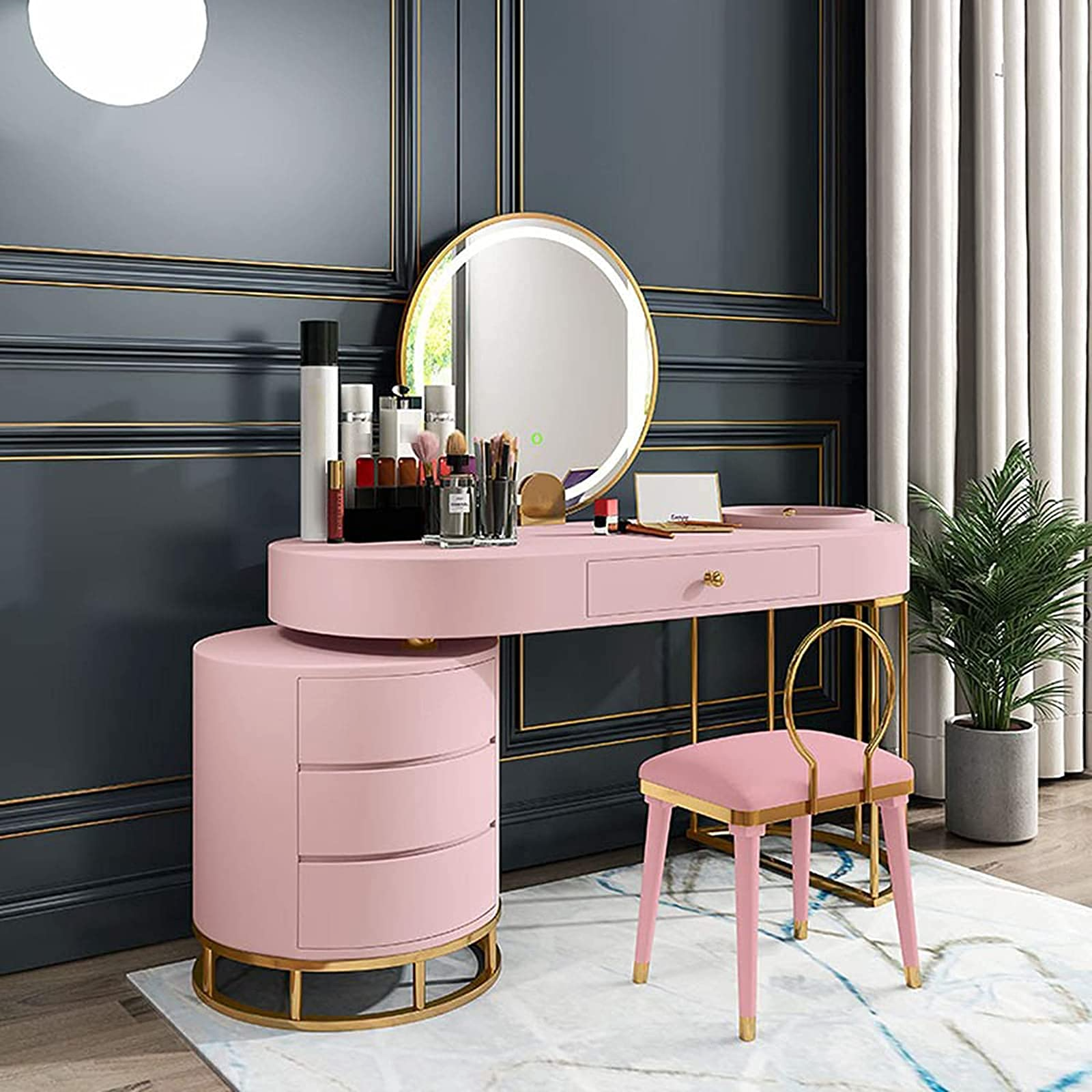 Dressing Table Set Vanity Desk Makeup Table with LED