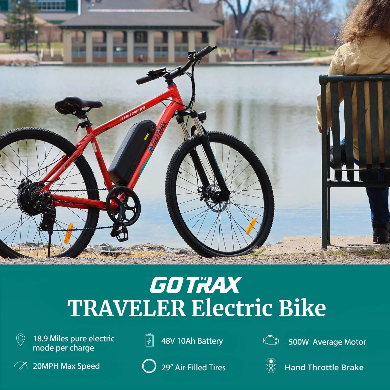 GOTRAX Traveler 29in Electric Bike, 500W, Orange