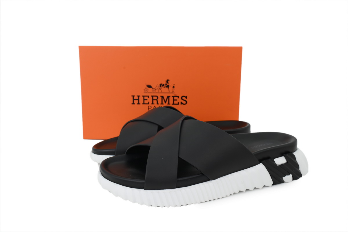 Hermes Infra Sandals Black White