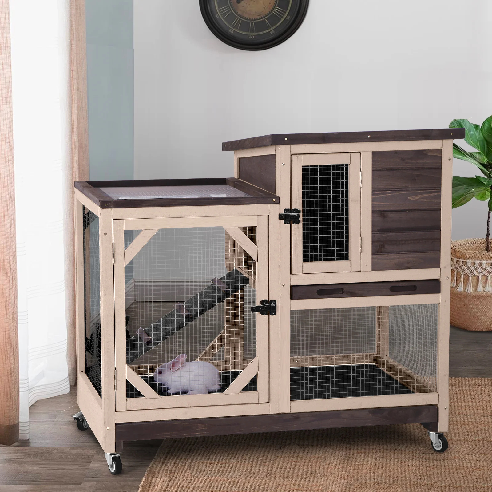 Gossy Weather Resistant Rabbit Hutch with Ramp