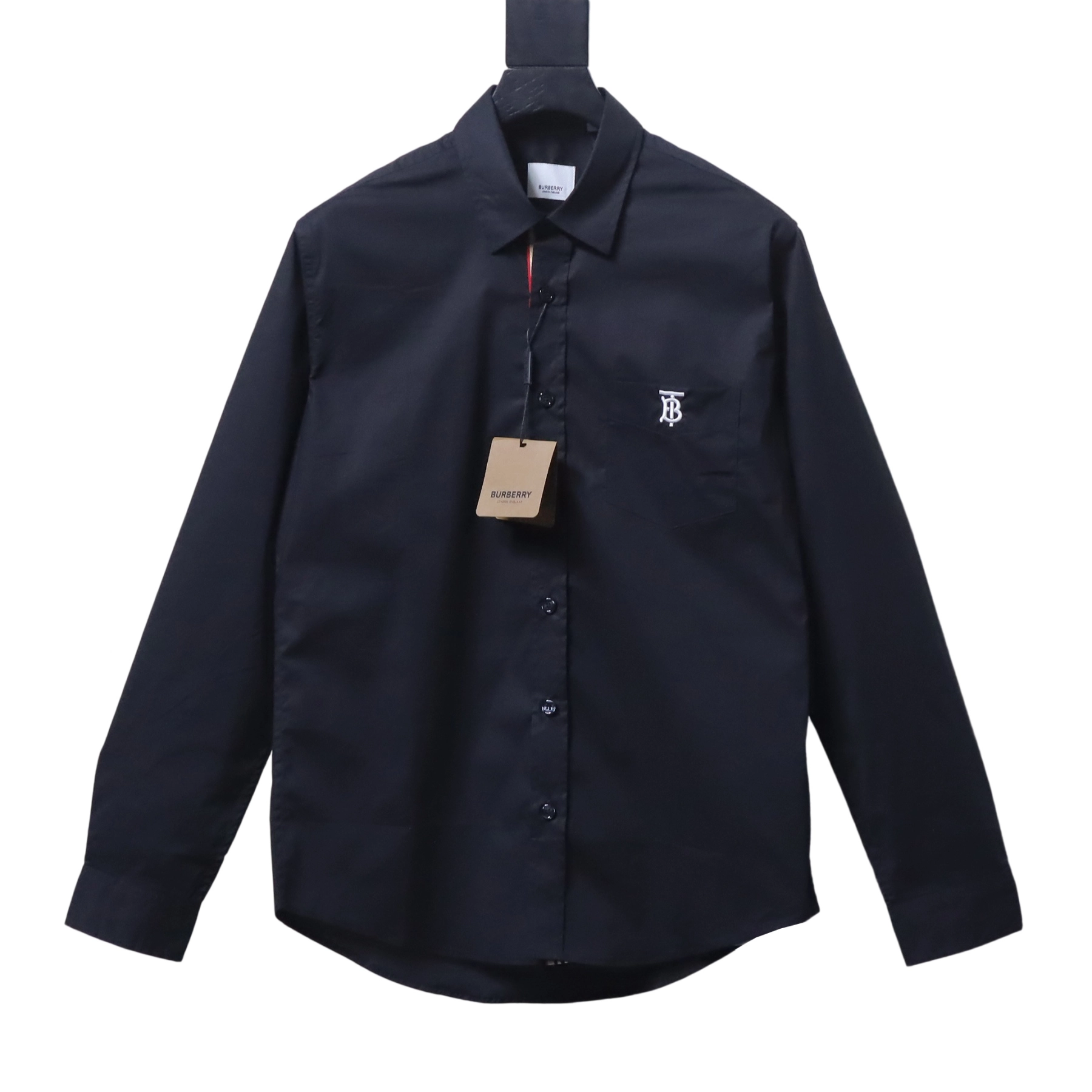 Burberry TB Logo Embroidered Cotton Shirt Black