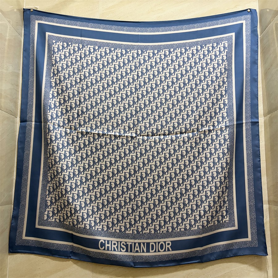 Dior Oblique Square Scarf Navy and Pink 88.5 x 88.5 cm product images