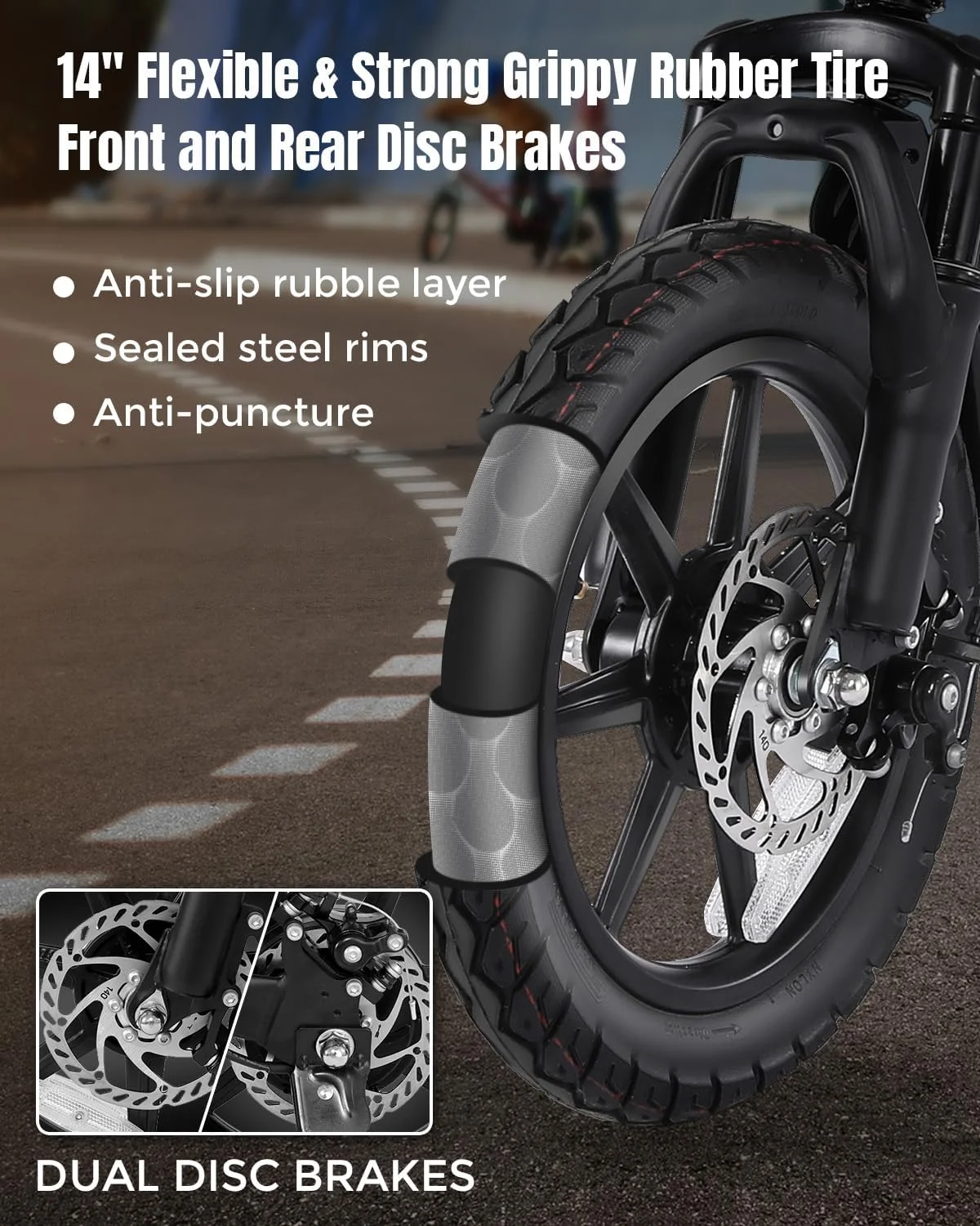 ANCHEER 14in Folding Electric Bike, 500W Peak, 48V 374Wh