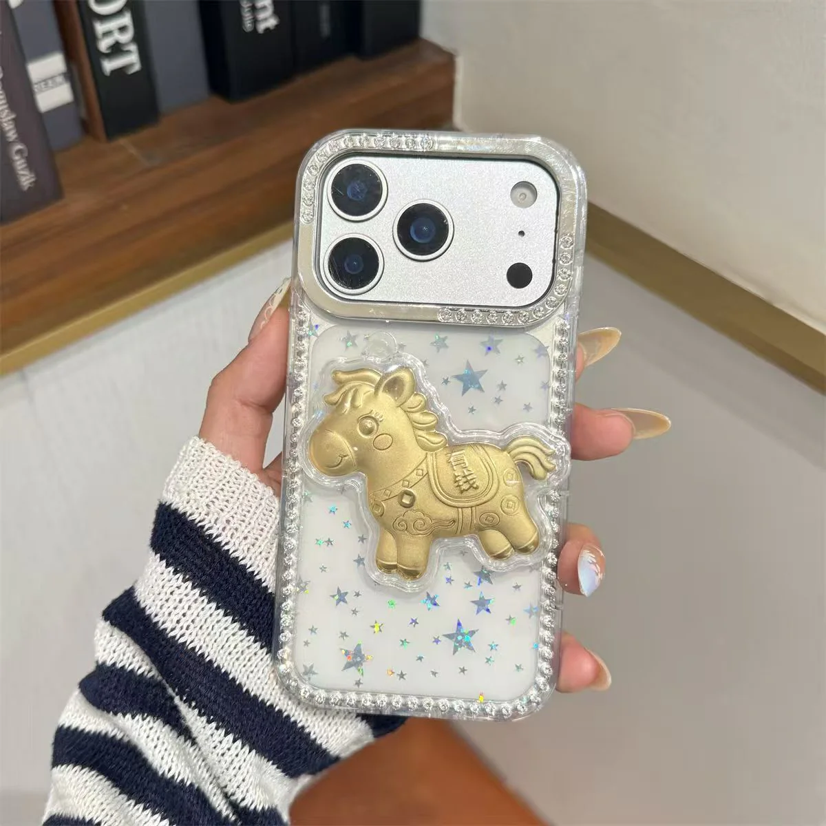 Creative ins Transparent three-dimensional design suitable for the wealthy and wealthy individuals iphone17promax Apple16pro High-end, niche, new phone case BT001