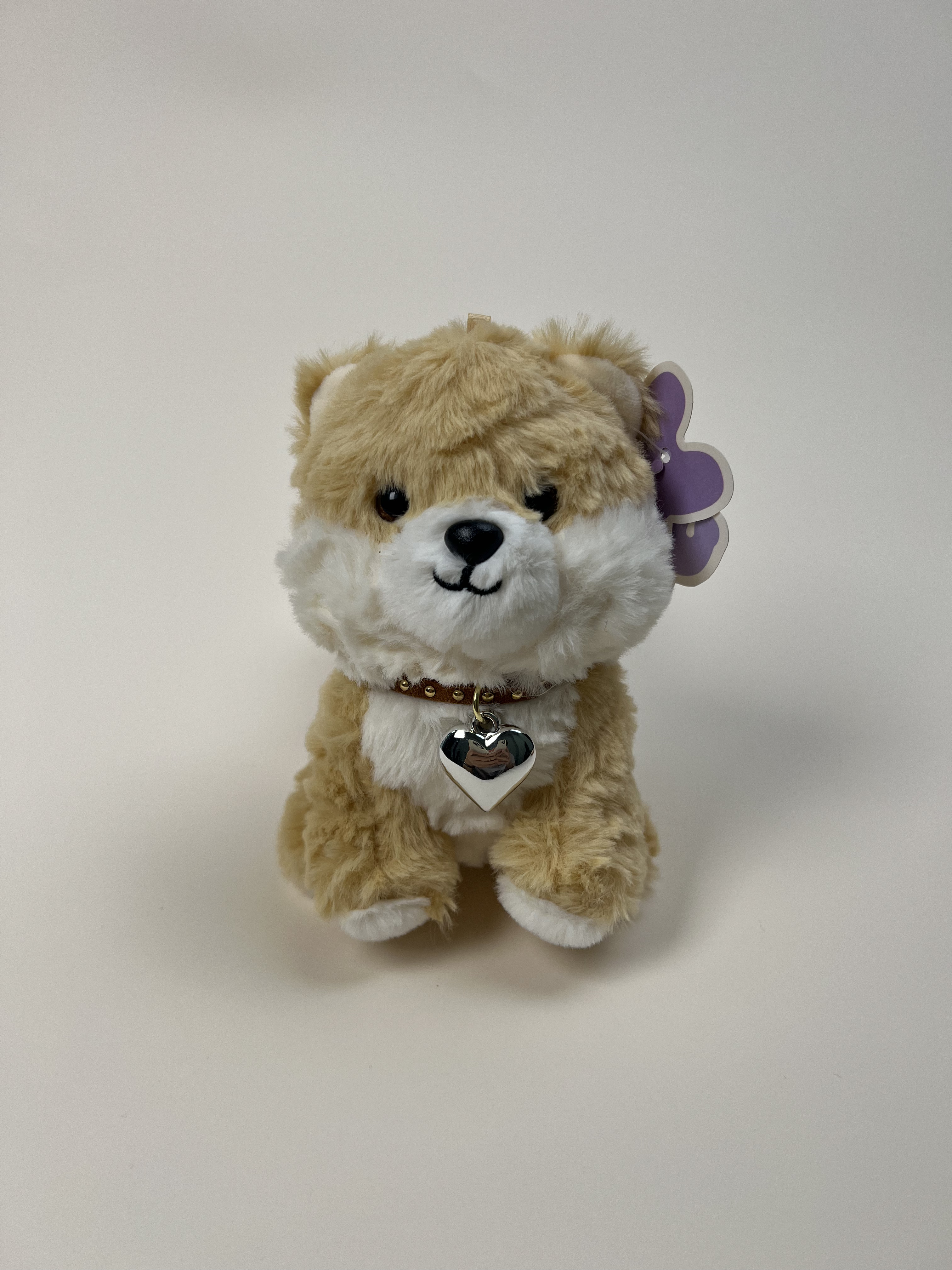 Plush Pomeranian Toy with a Heart-Shaped Collar