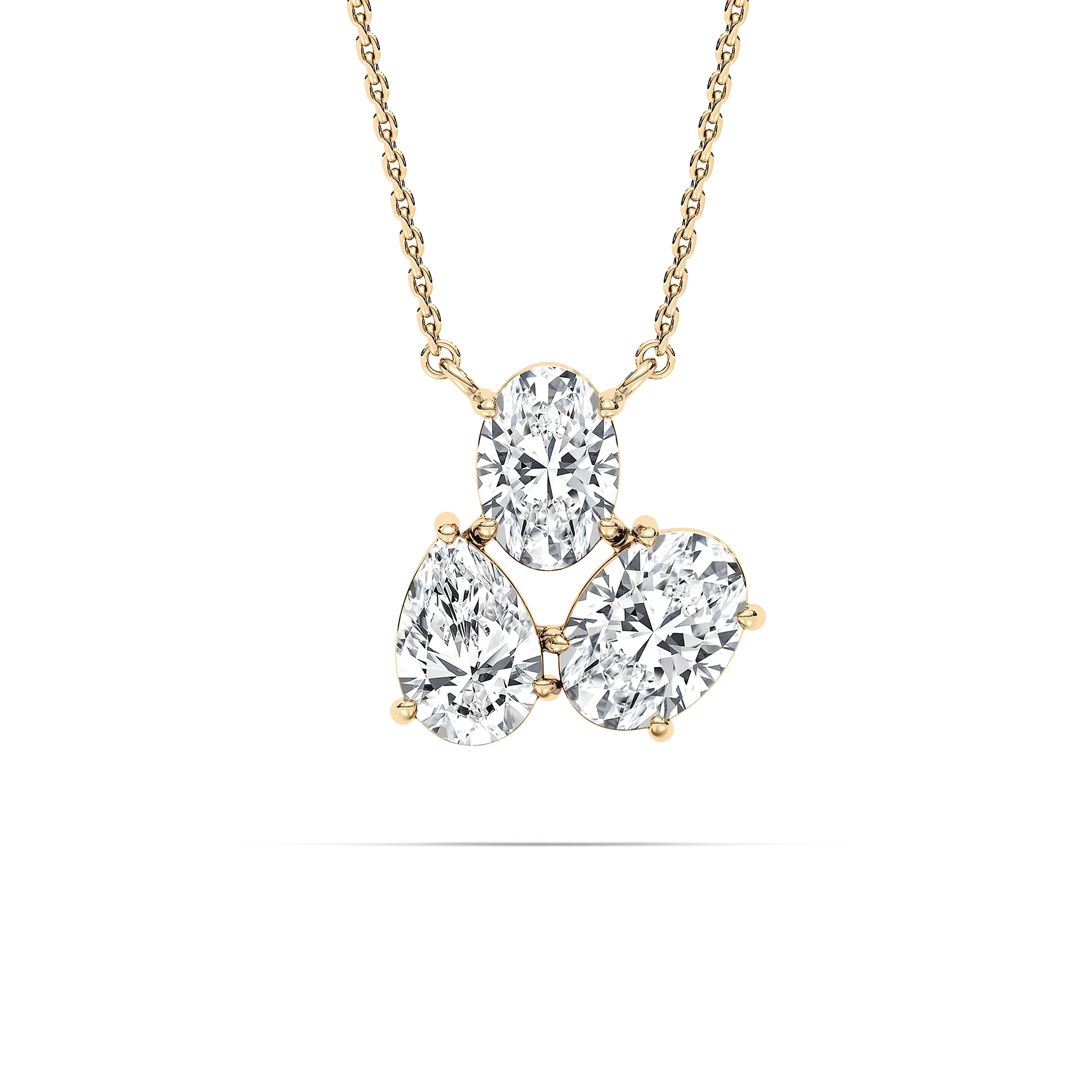 3 ½ ctw Oval and Pear  Lab Grown Diamond Triumphant Three Stone Pendant  - 18 Inches