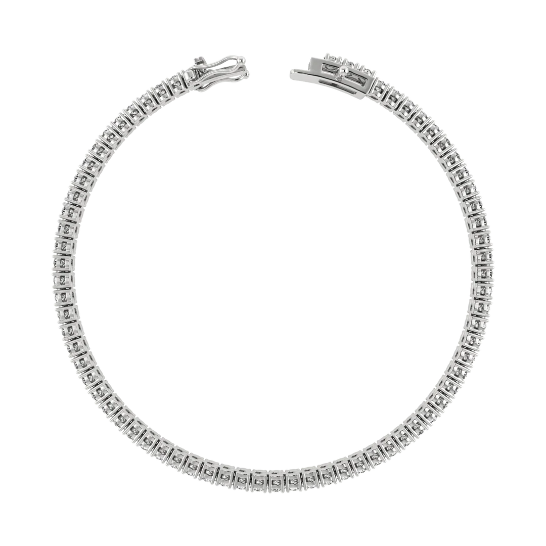 4 Prong Round Tennis Bracelet Double Safety