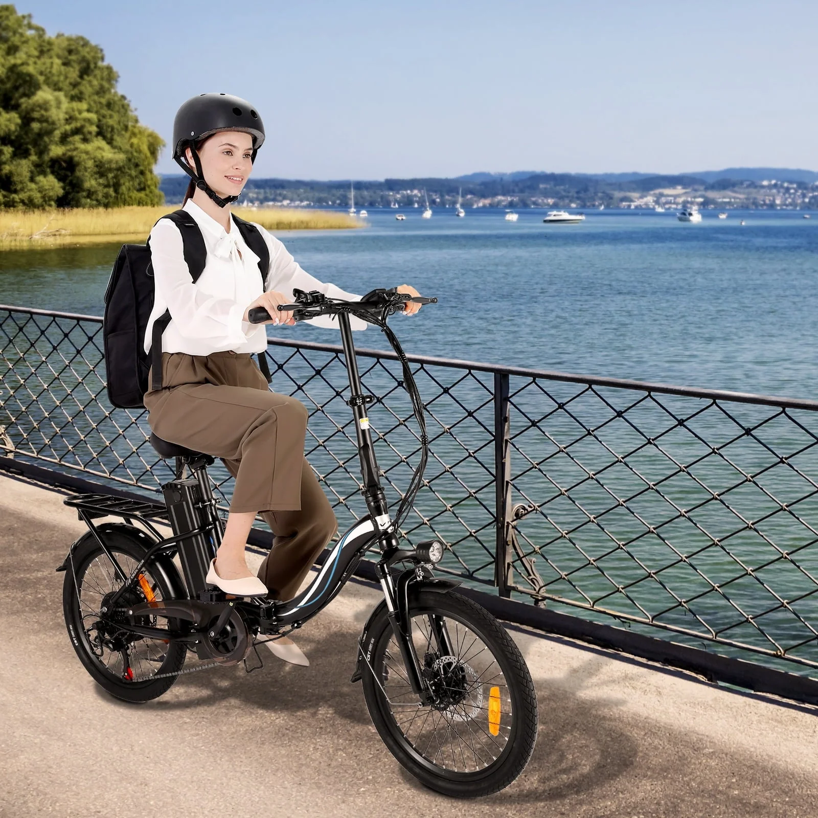 Elifine 20in Folding Electric Commuter Bike, 500W, 48V 7.8Ah
