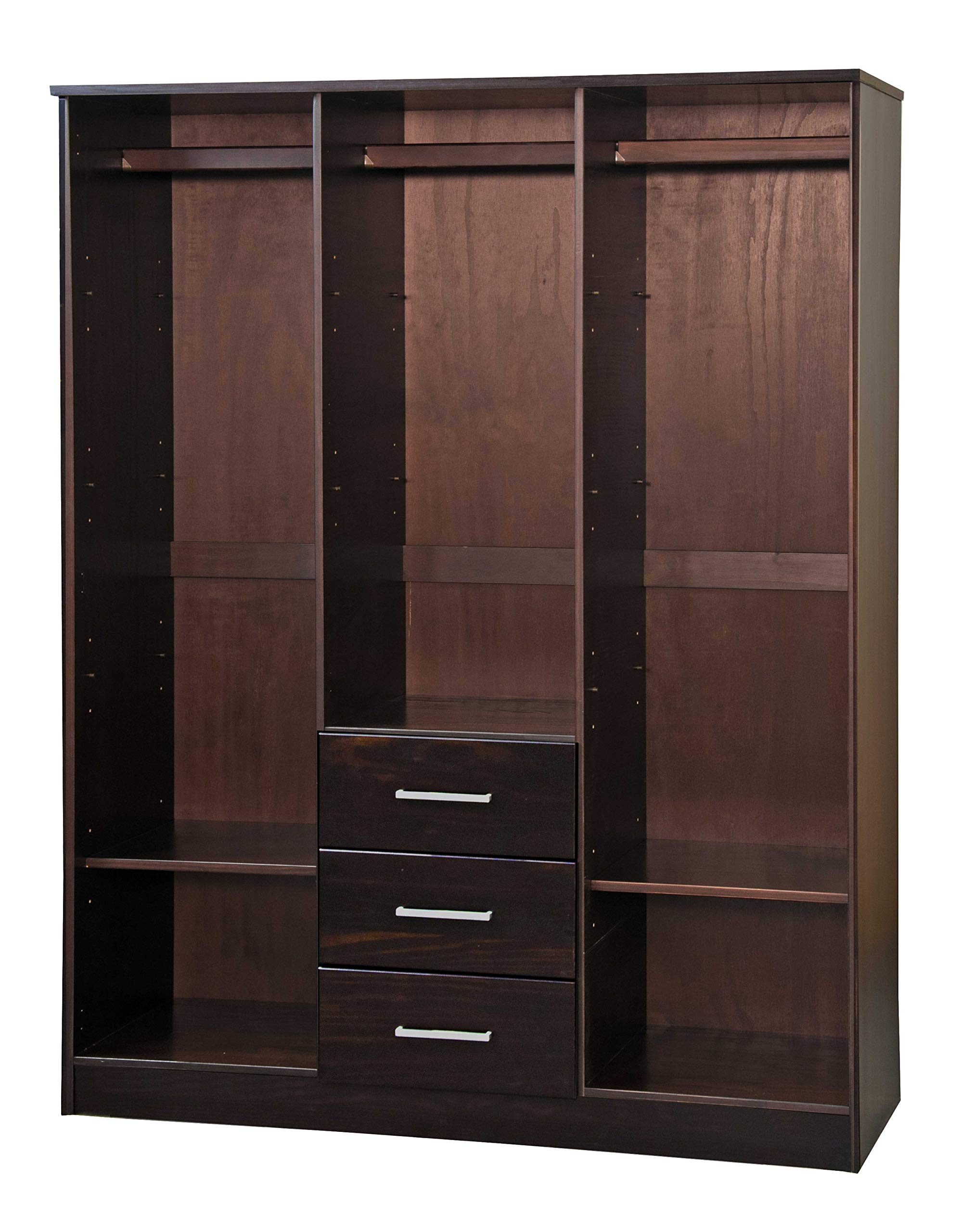 Cosmo Solid Wood 3-Door Wardrobe with Mirror and 3 Drawers