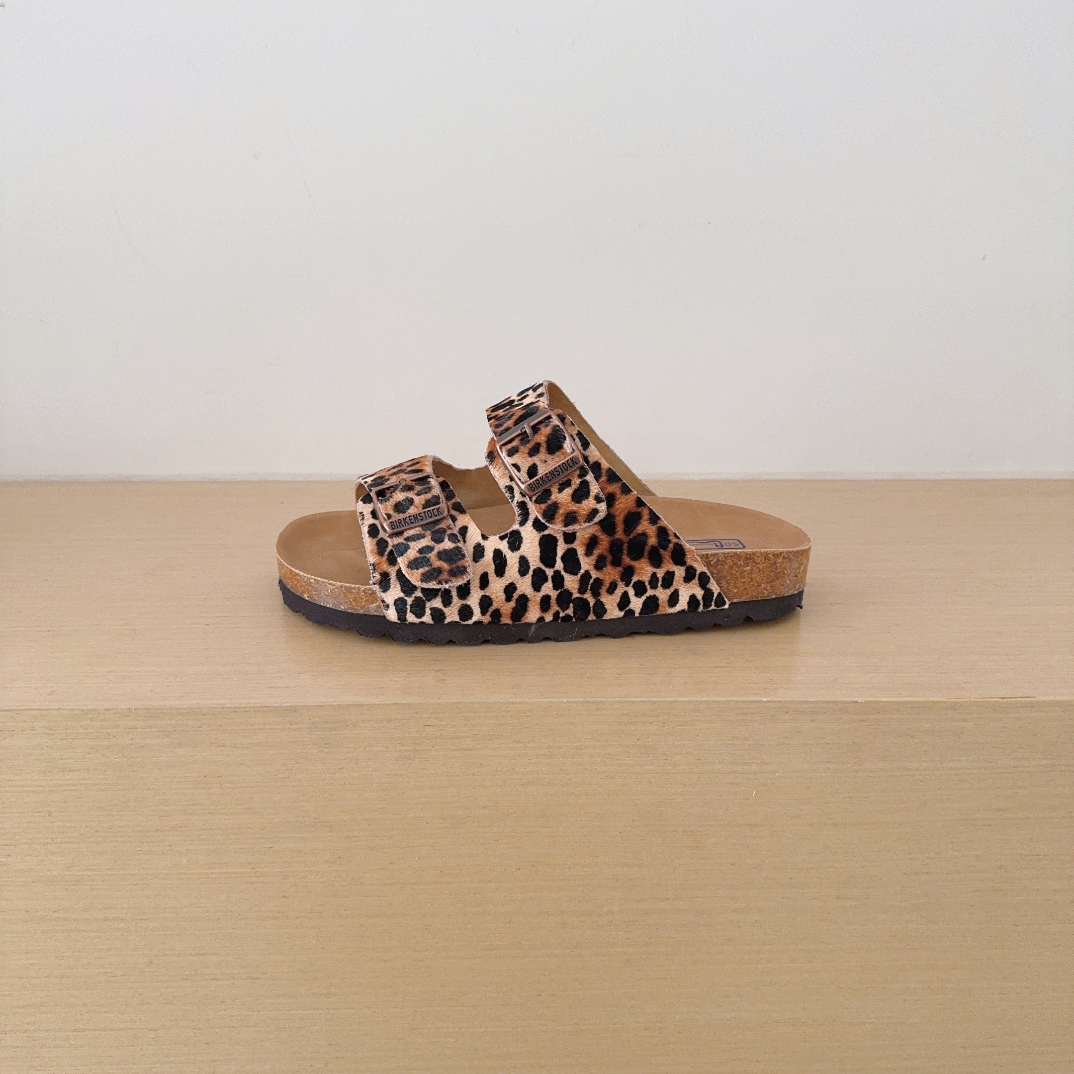 Leopard Print Birken-Style Two-Strap Sandals