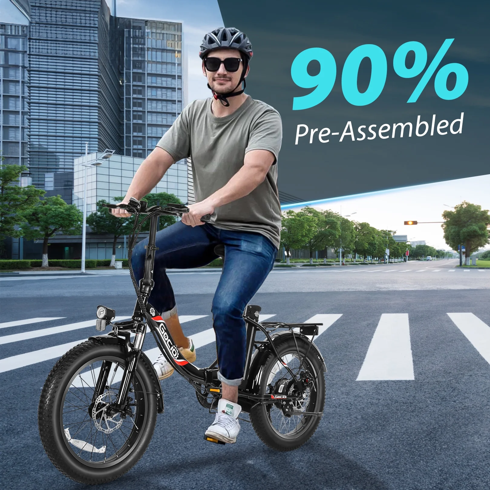 Gocio 20in Folding Electric Commuter Bike, 500W Peak, 48V 10.4Ah
