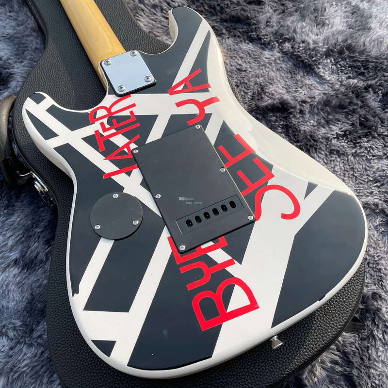 Black White Crop Circles Electric Guitar Floyd Rose Tremolo Bridge Top