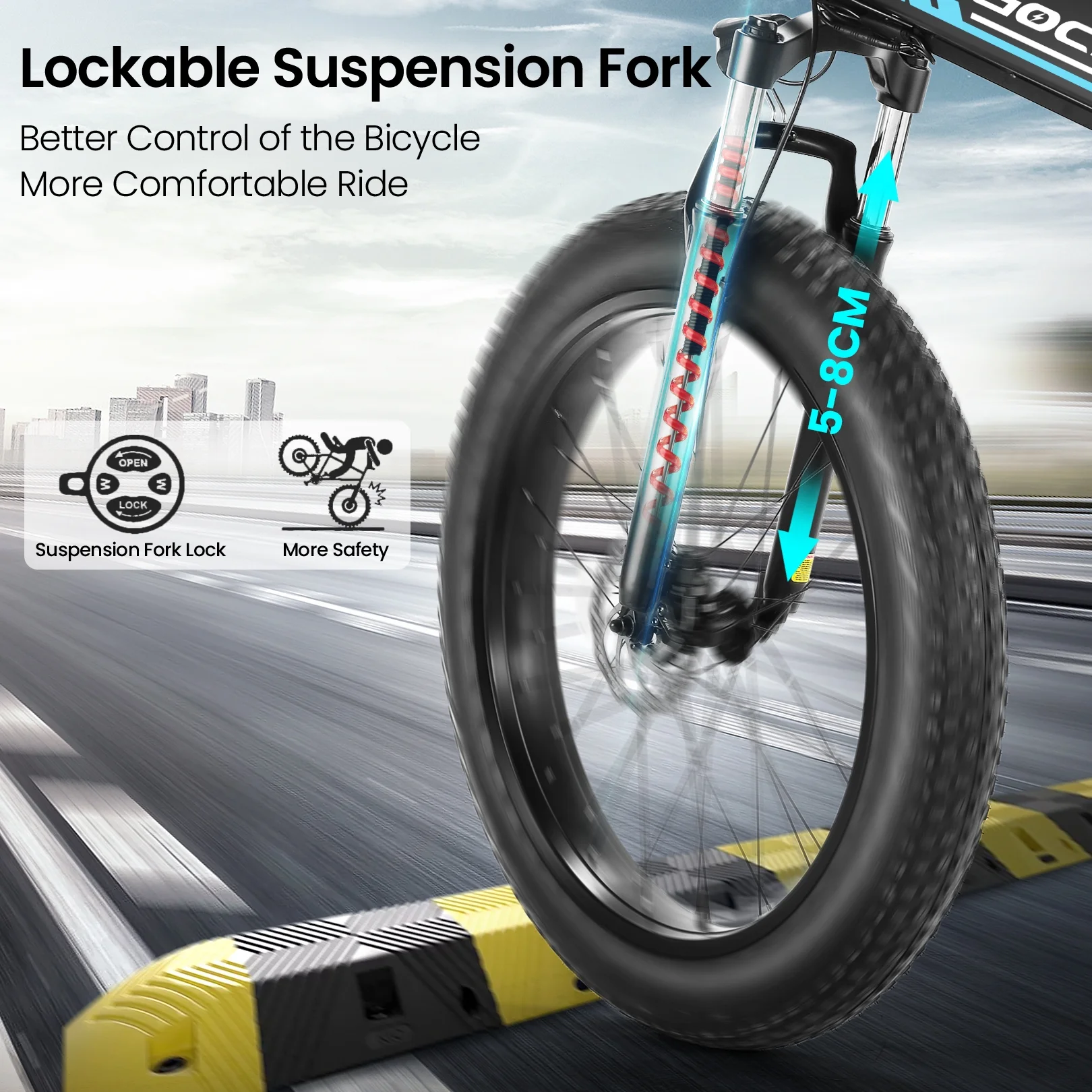 Gocio 26in Folding Fat Tire Electric Bike, 750W Peak, 48V 10.4Ah