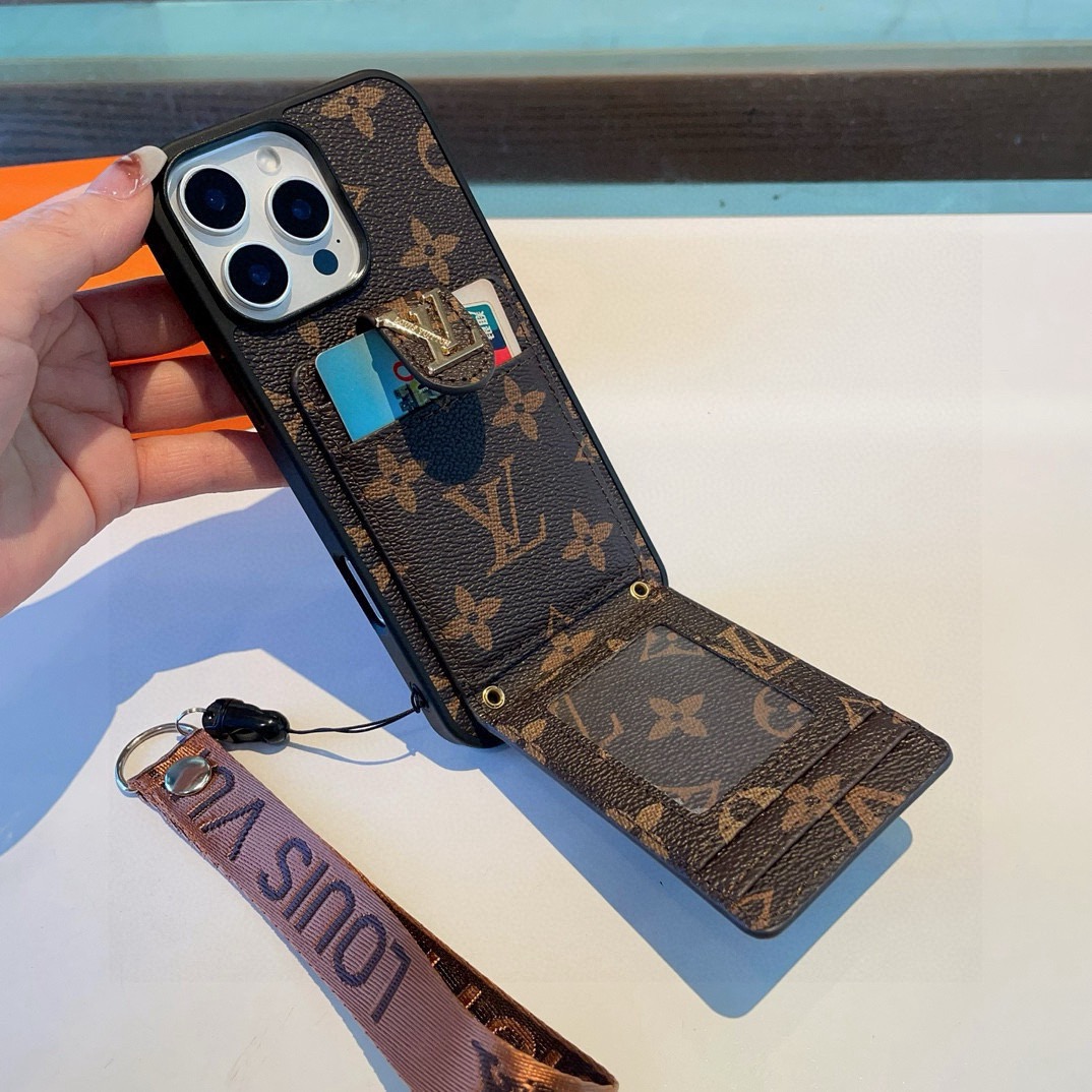 LV Classic Monogram Full Coverage Case - Top & Bottom Card Slots + Lanyard
