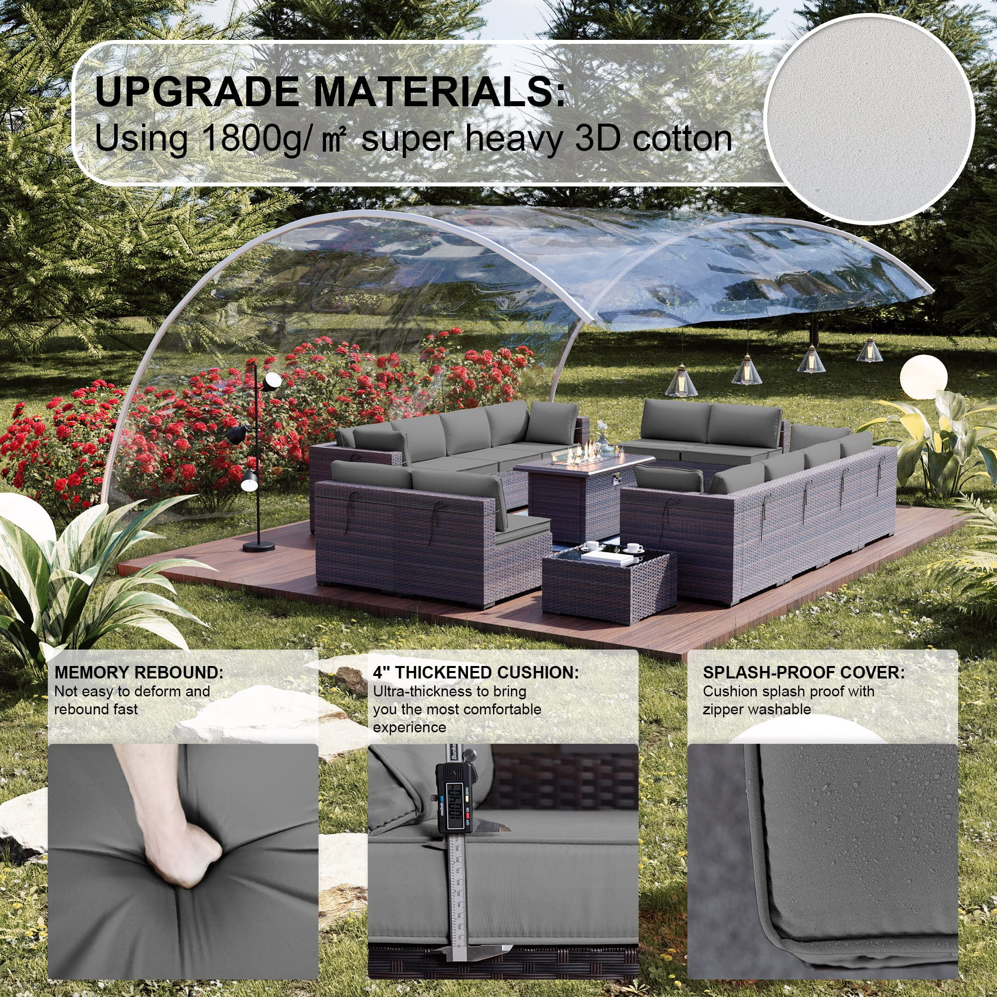 15 Pcs Patio Furniture Set with 43