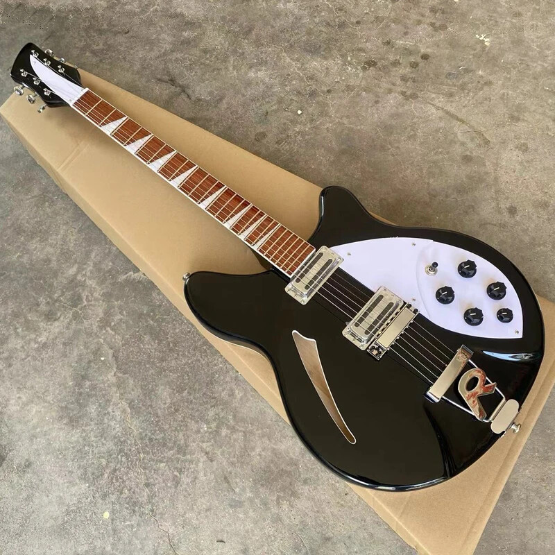 Semi Hollow Body 6 Sting Electric Guitar Black Color,R Shaped Tailpiece,24F Top
