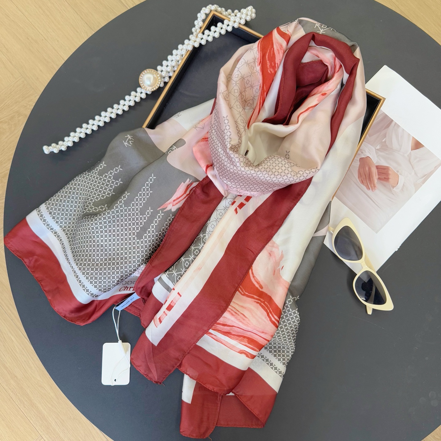 Dior Oblique Scarf Red and Burgundy 90 x 180 cm product images
