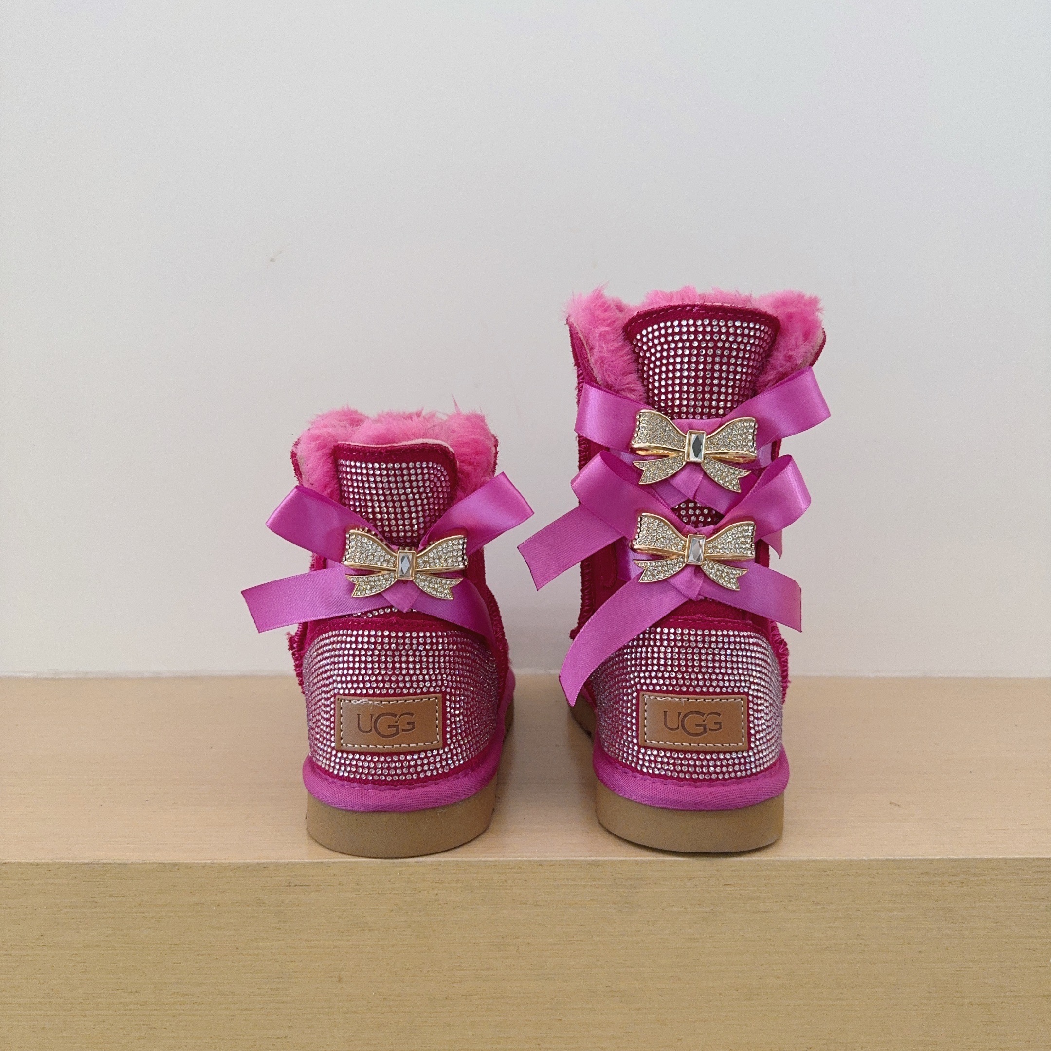 UGG Kids 3280 Double Ribbon Rhinestone Shoes