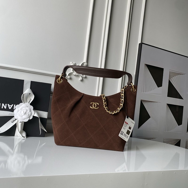 Chanel Suede Hobo Bag Chocolate