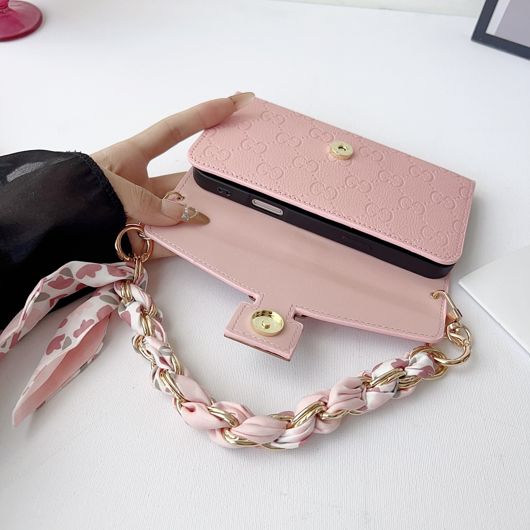 Gucci GG Monogram Embossed Envelope Crossbody Wallet Phone Bag