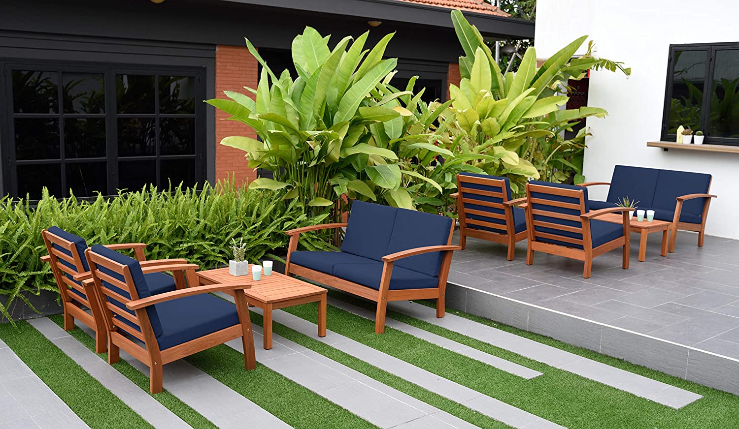 Patio 8-Pc Deluxe Conversation Set | Ideal for Indoors Outdoors