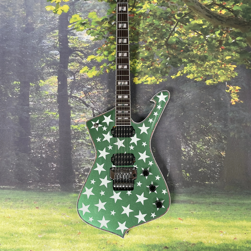 Iceman Silver Green Electric Guitar HH Open Pickup Floyd Rosewood Fingerboard
