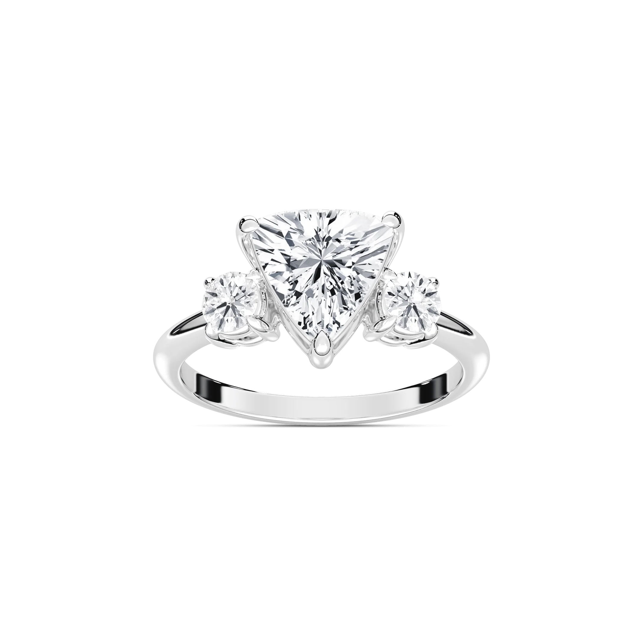 Prisha Trillion Lab Grown Diamond with Round Sides Three Stone Engagement Ring