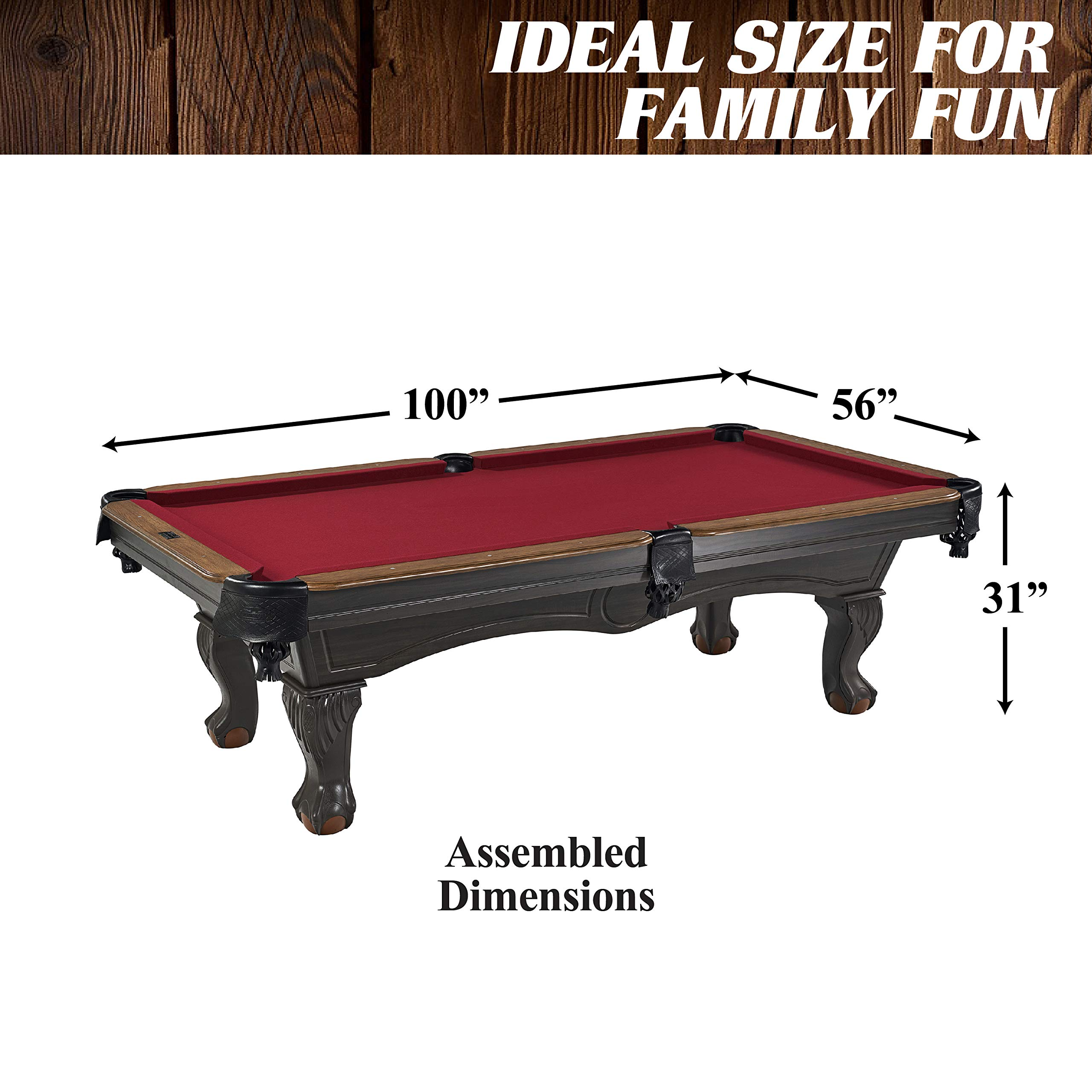 Arlington 100" Billiard Table, Brown/Red