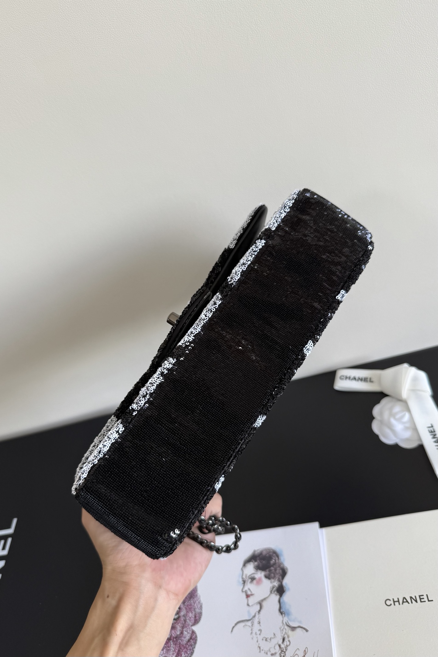 Chanel Flap Bag, Sequins & Ruthenium‑Finish Metal (Top-tier version)