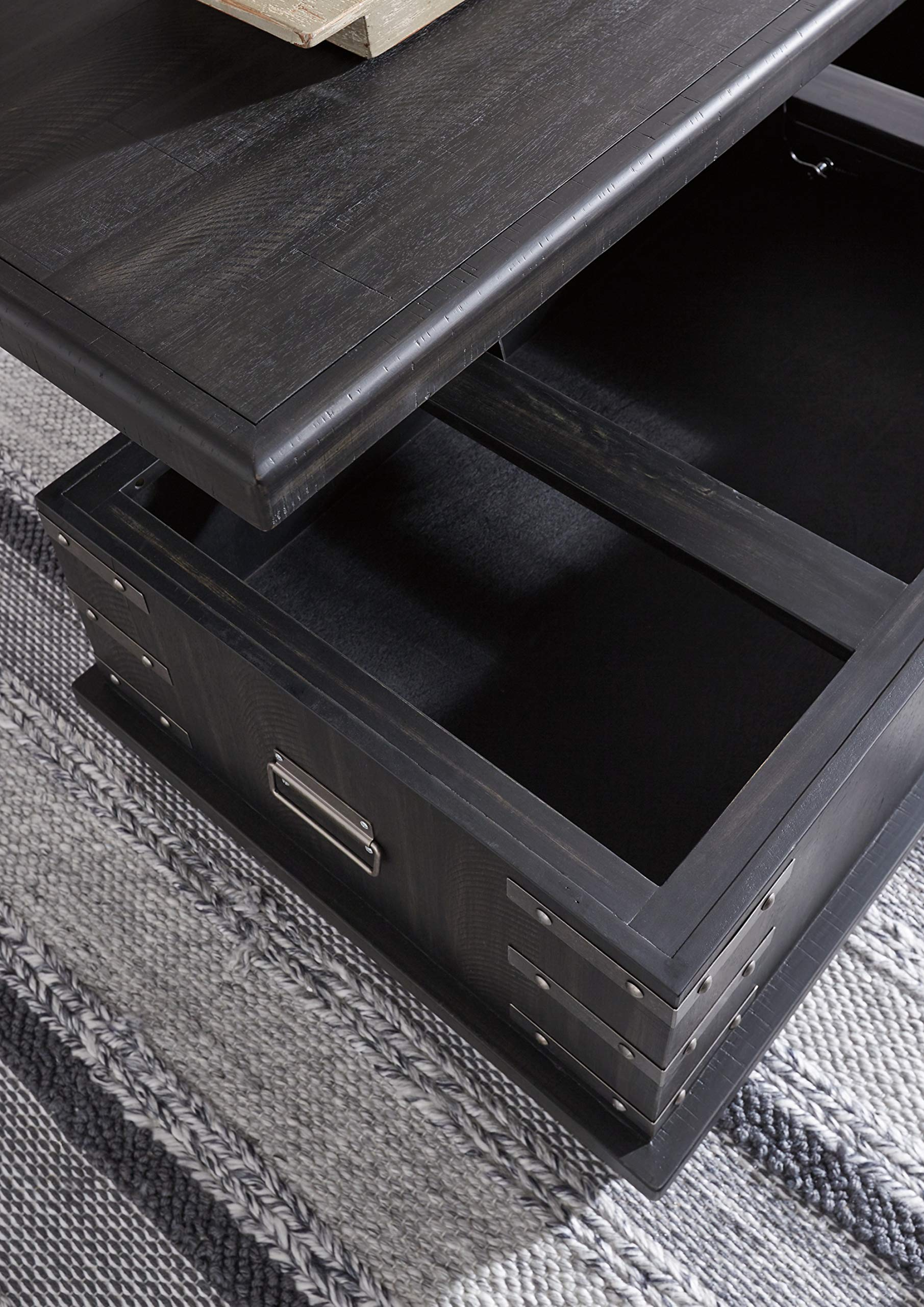 Delmar Modern Farmhouse Lift Top Coffee Tables, Black