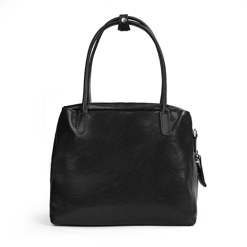 Minimalist Black Leather Tote Bag