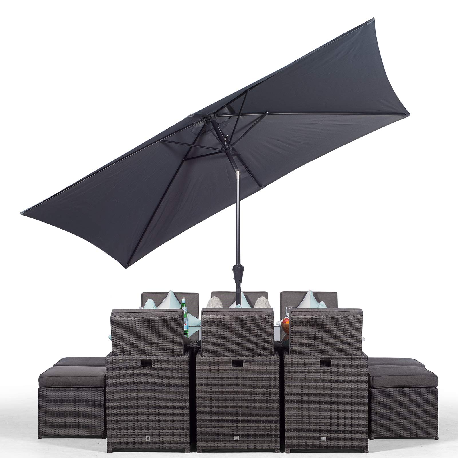 Cube Rattan Garden Furniture Set Chairs Sofa Stool Table Patio