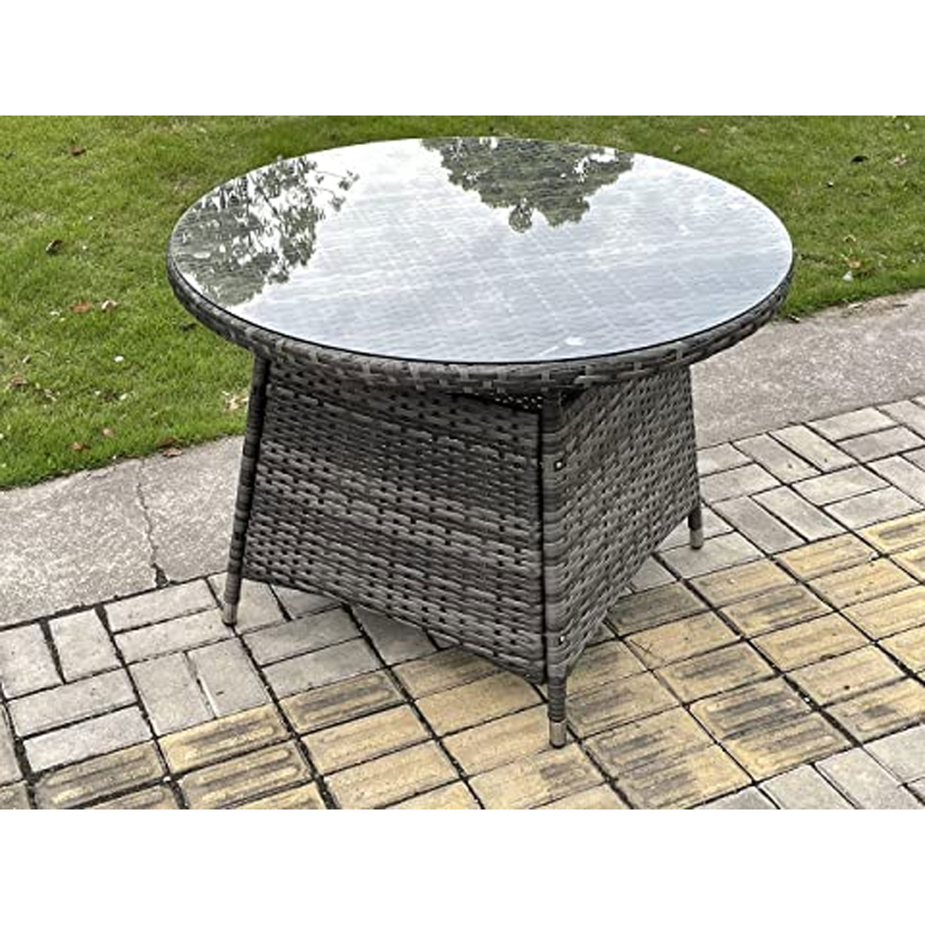4 Seat Round Rattan Dining Table Chair Garden Furniture