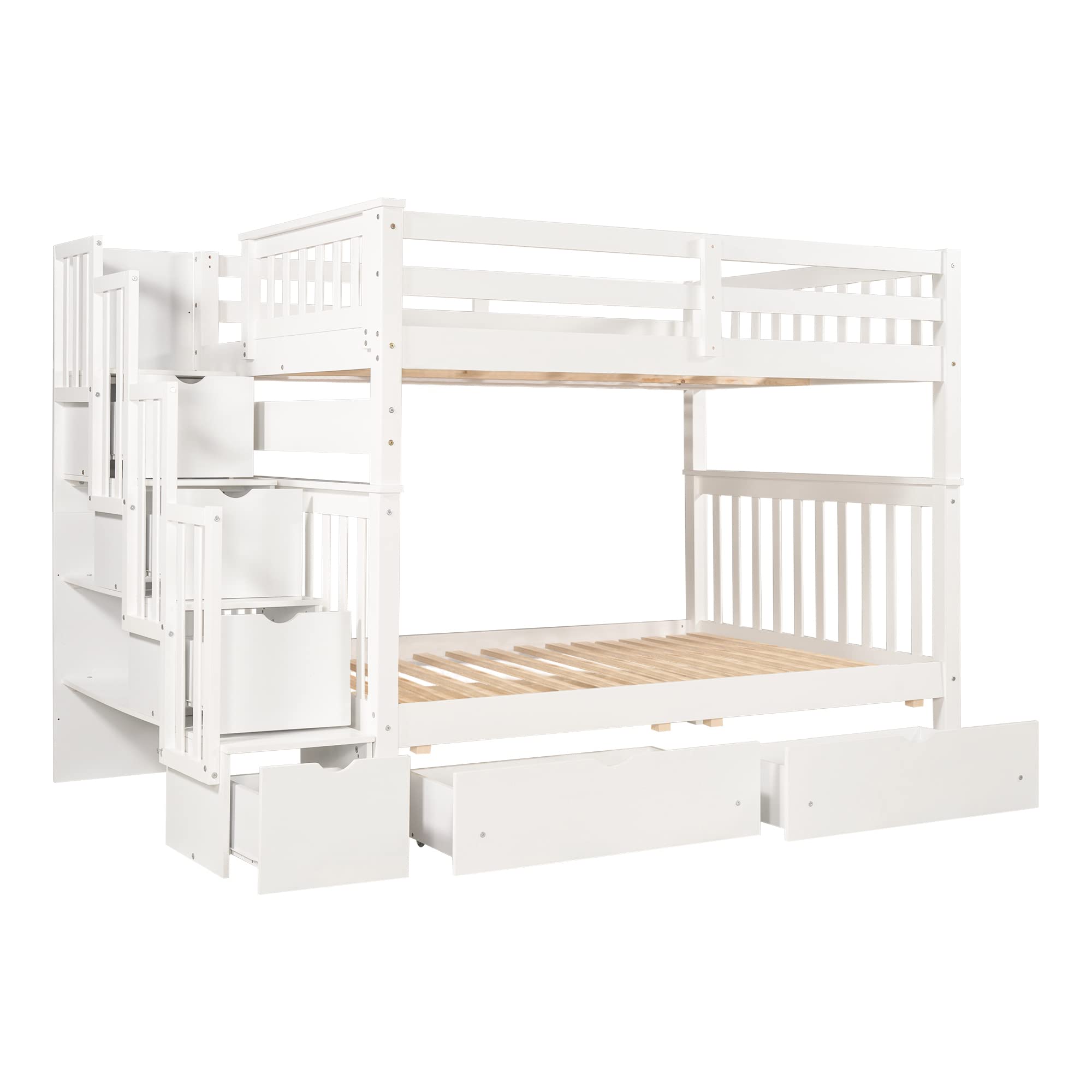 Full Over Full Bunk Bed with Shelves