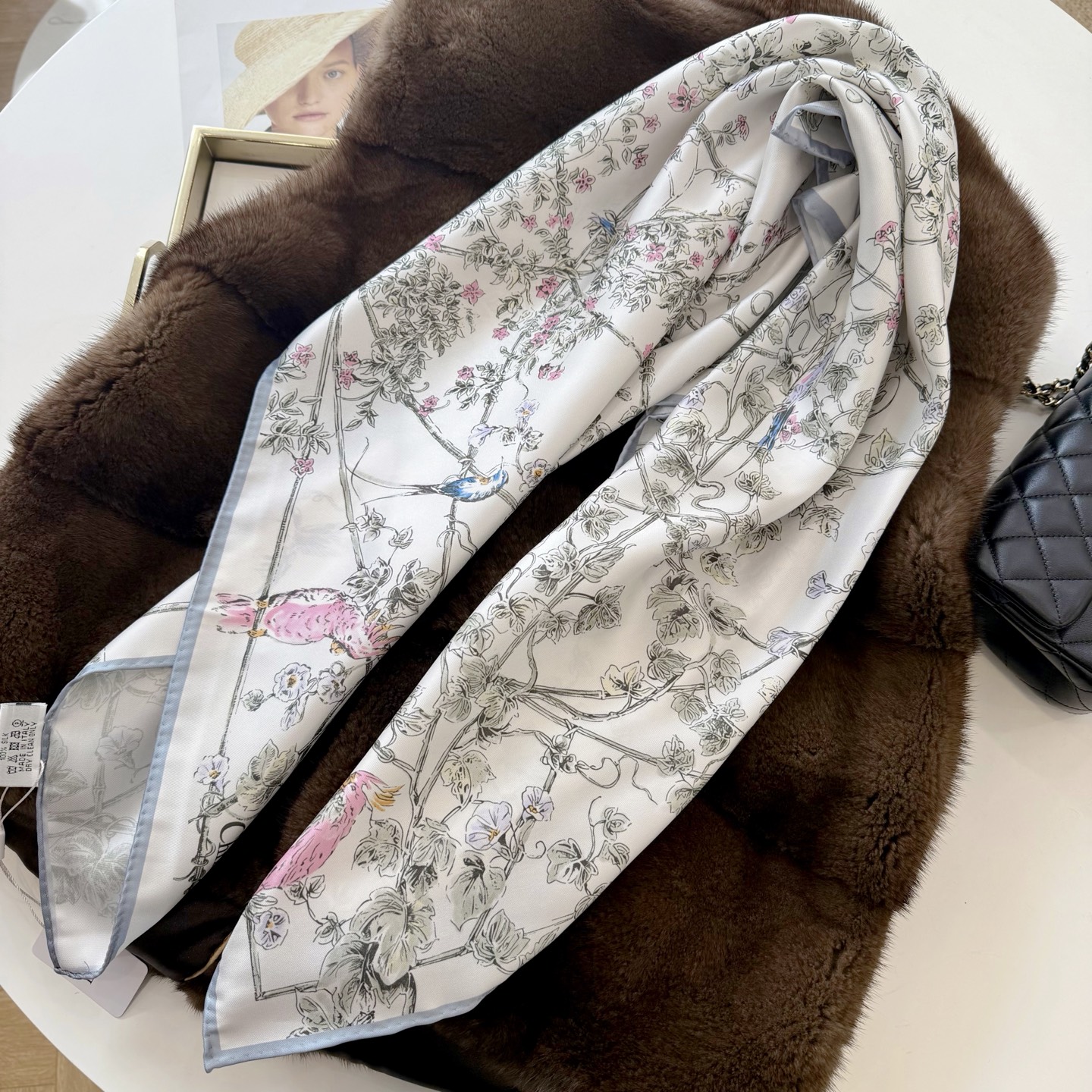 Dior Map Print Silk Scarf Grey and Beige product images