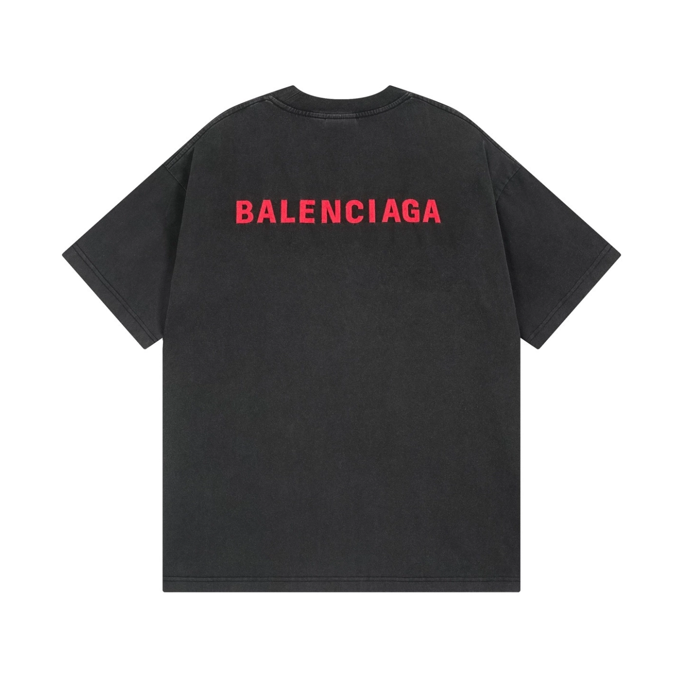Balenciaga Logo Embroidered Washed Distressed T-shirt Black/Blue