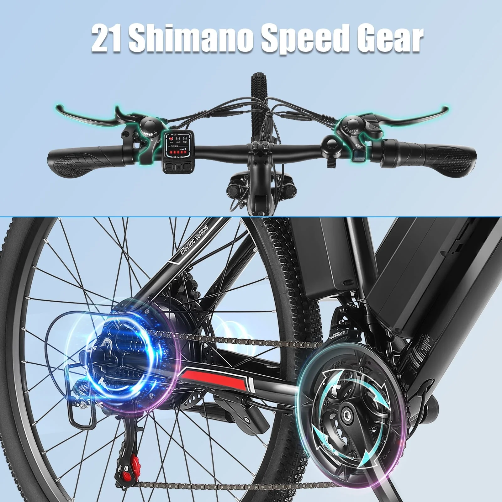 Elifine 26in Electric Mountain Bike, 500W, 48V 7.8Ah