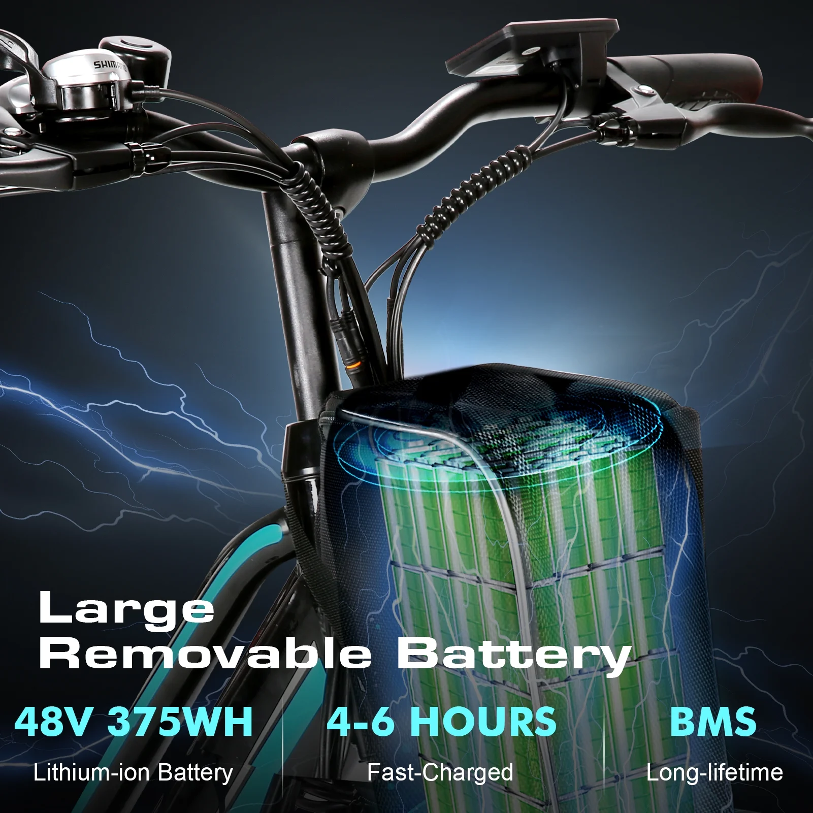 Vivi 26in Step-Through Electric Cruiser Bike, 500W, 48V