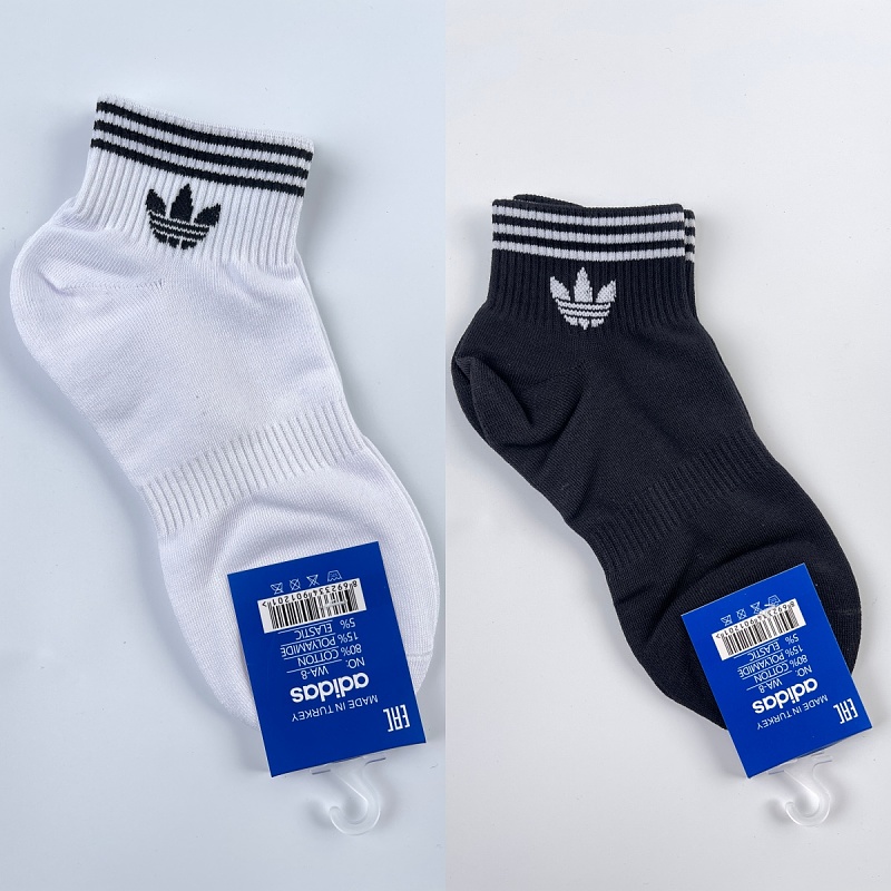 Adidas Striped Ankle Socks White Black