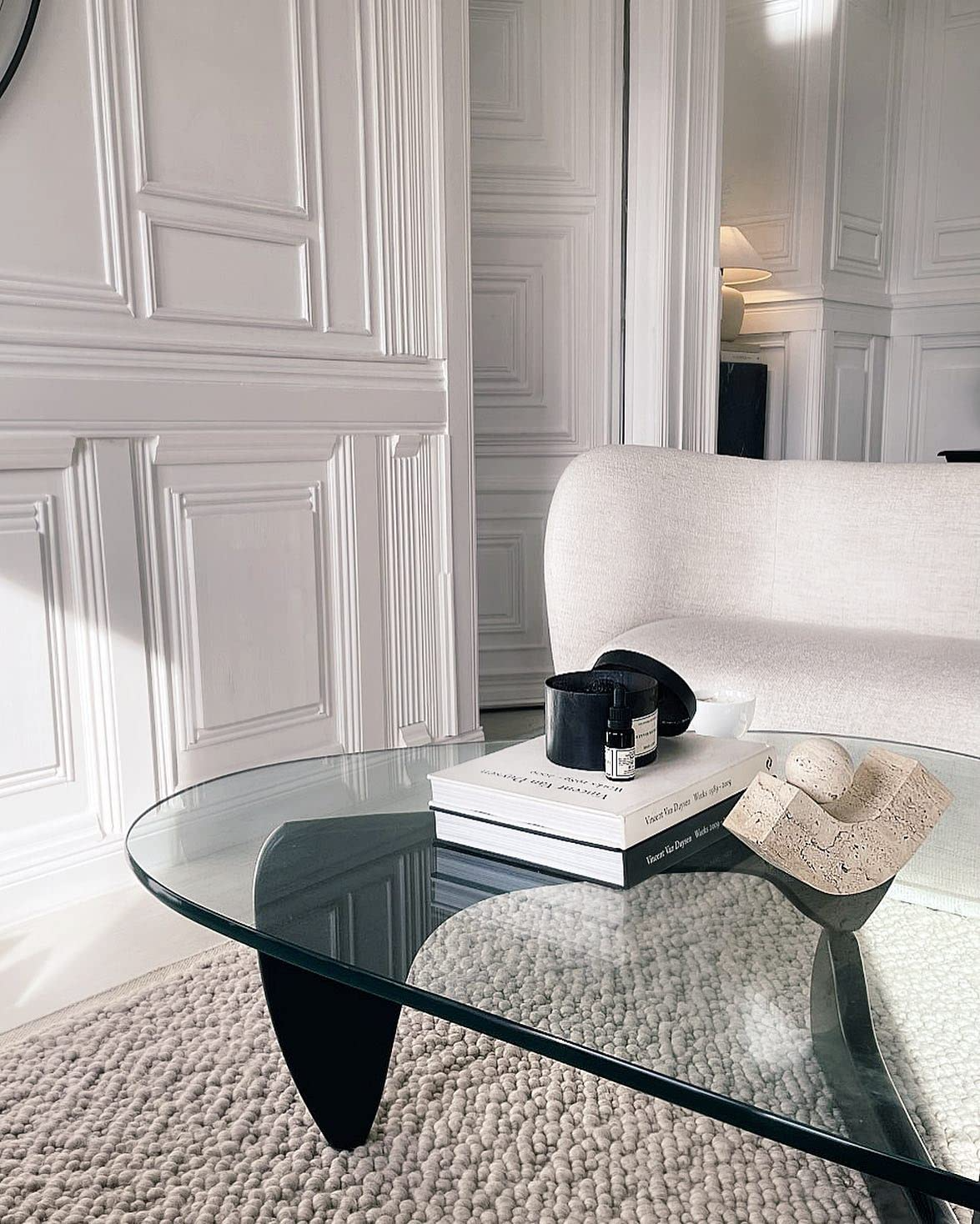 Noguchi Table Triangle Glass Coffee Table Vintage Glass End Table